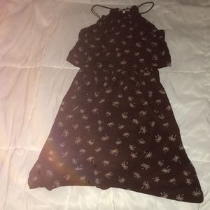 Madewell Marroon Tan Palm Tree Summer Dress